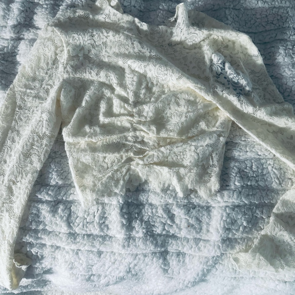 Lulu's Cream Sheer Lace Crop